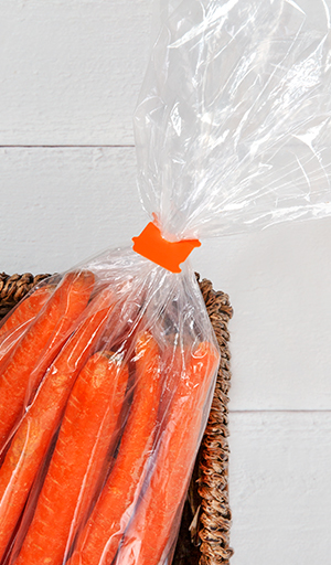 Orange clip closure bag of carrots